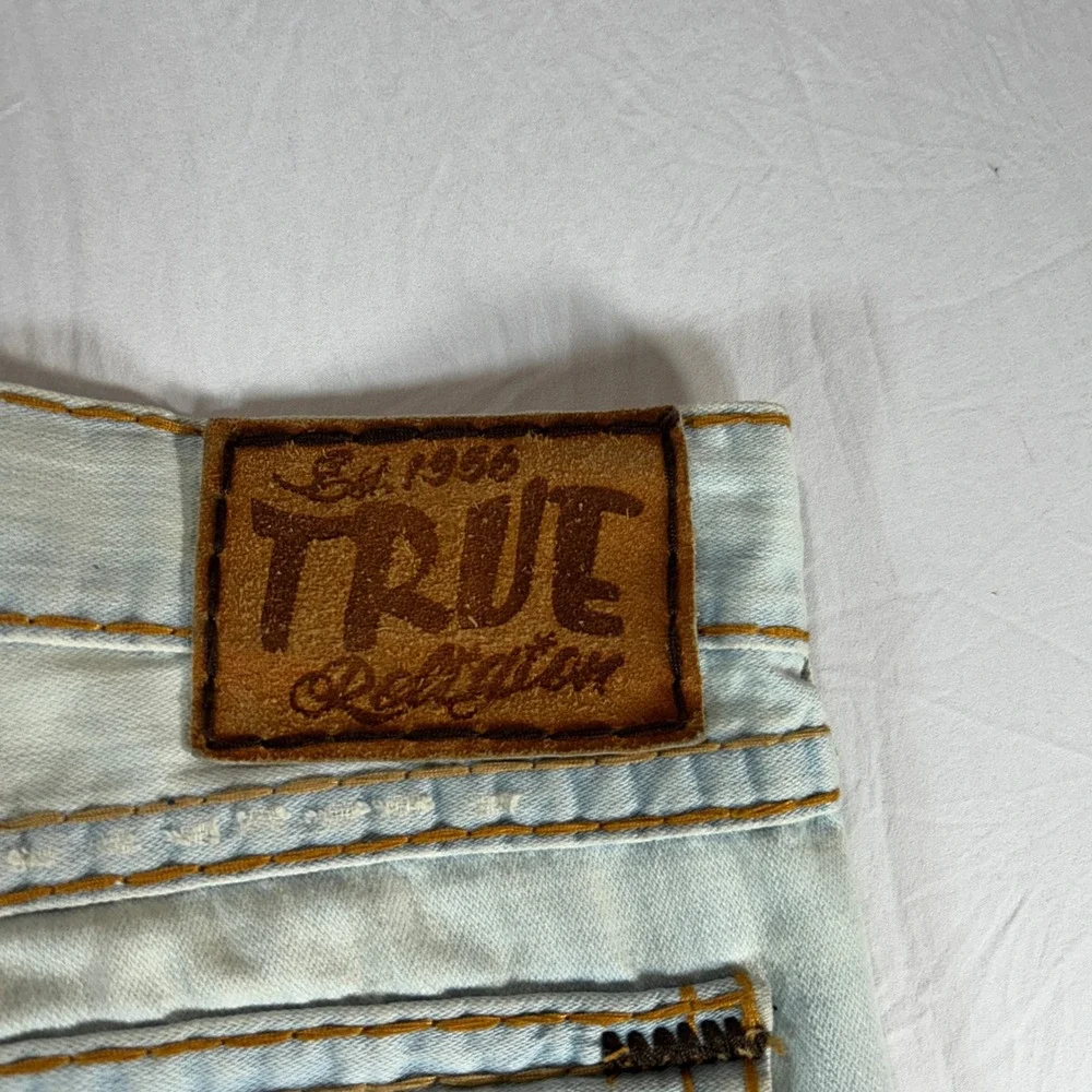 True Religion Ricky Super T Jeans Light Wash Blue Denim Made in USA Mens 40x34